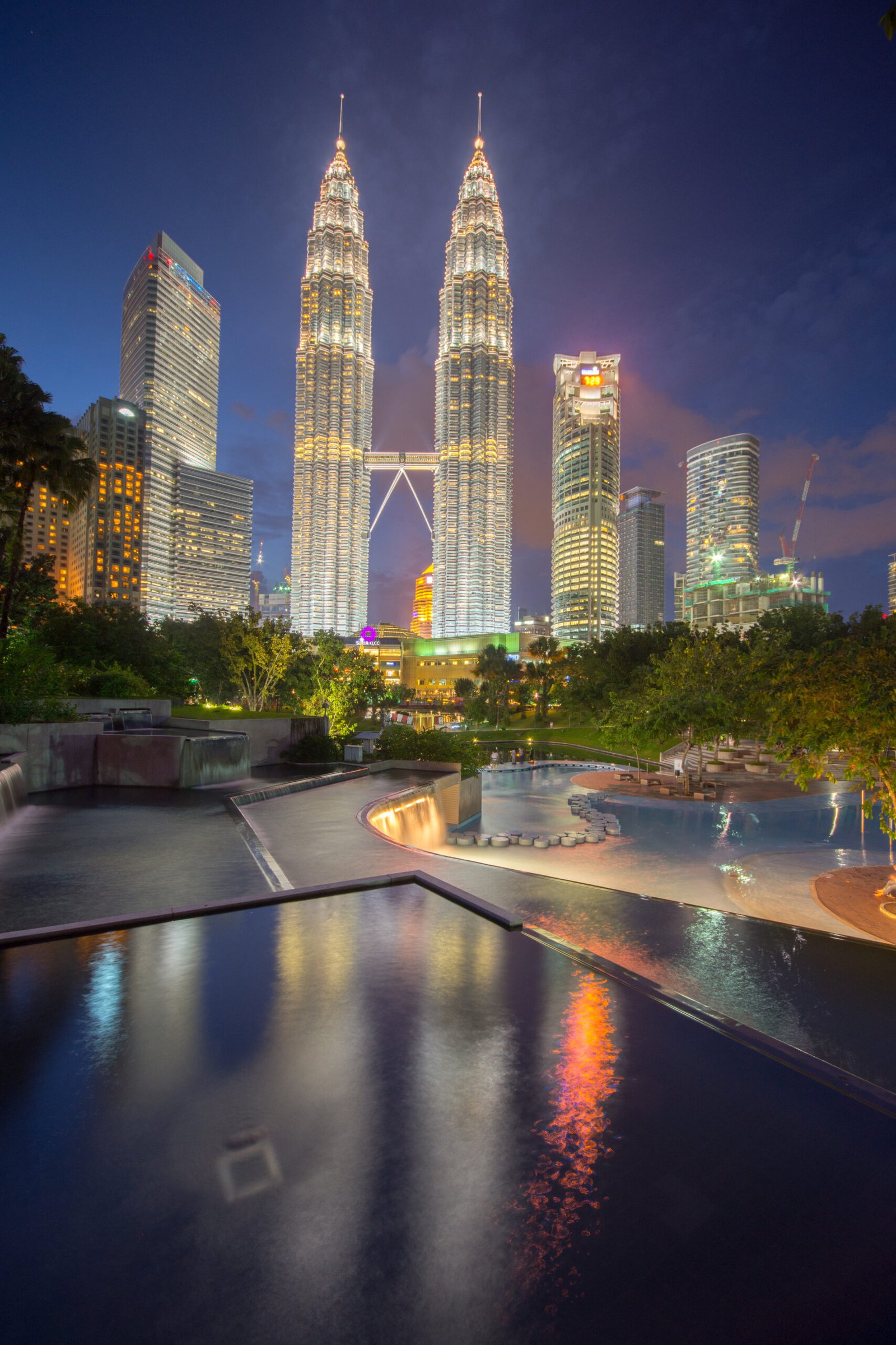 illuminated city night